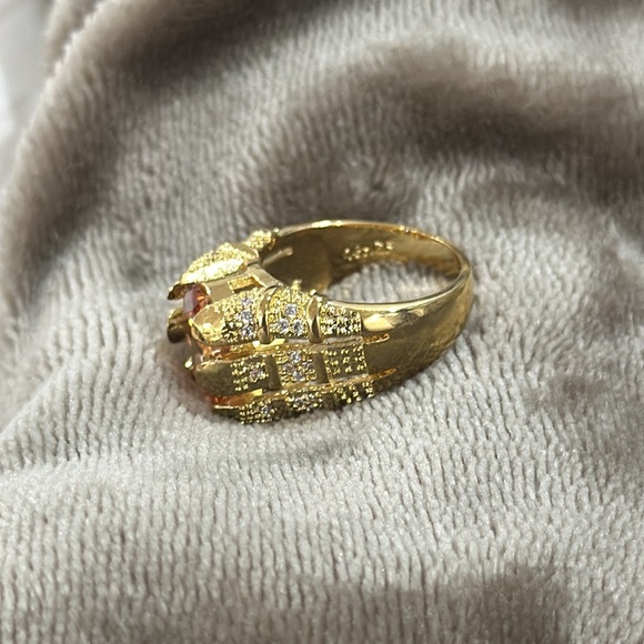 Mens Solitaire Champagne Cz Yellow Gold Plated Wedding Rings Gift Ring size 8/9 - Picture 13 of 17